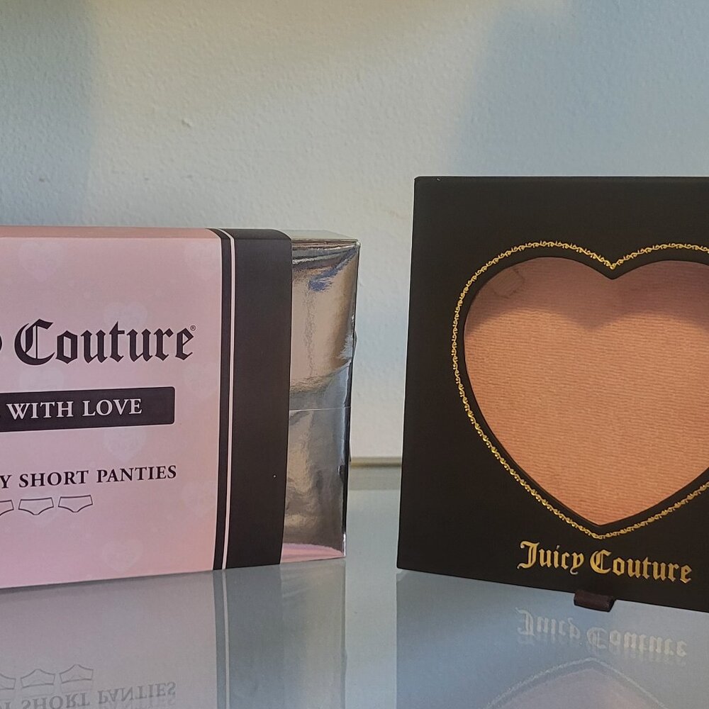 Set of 2 Juicy Couture Boxes- Heart Necklace Magnet box & S Choco Bar Panty box